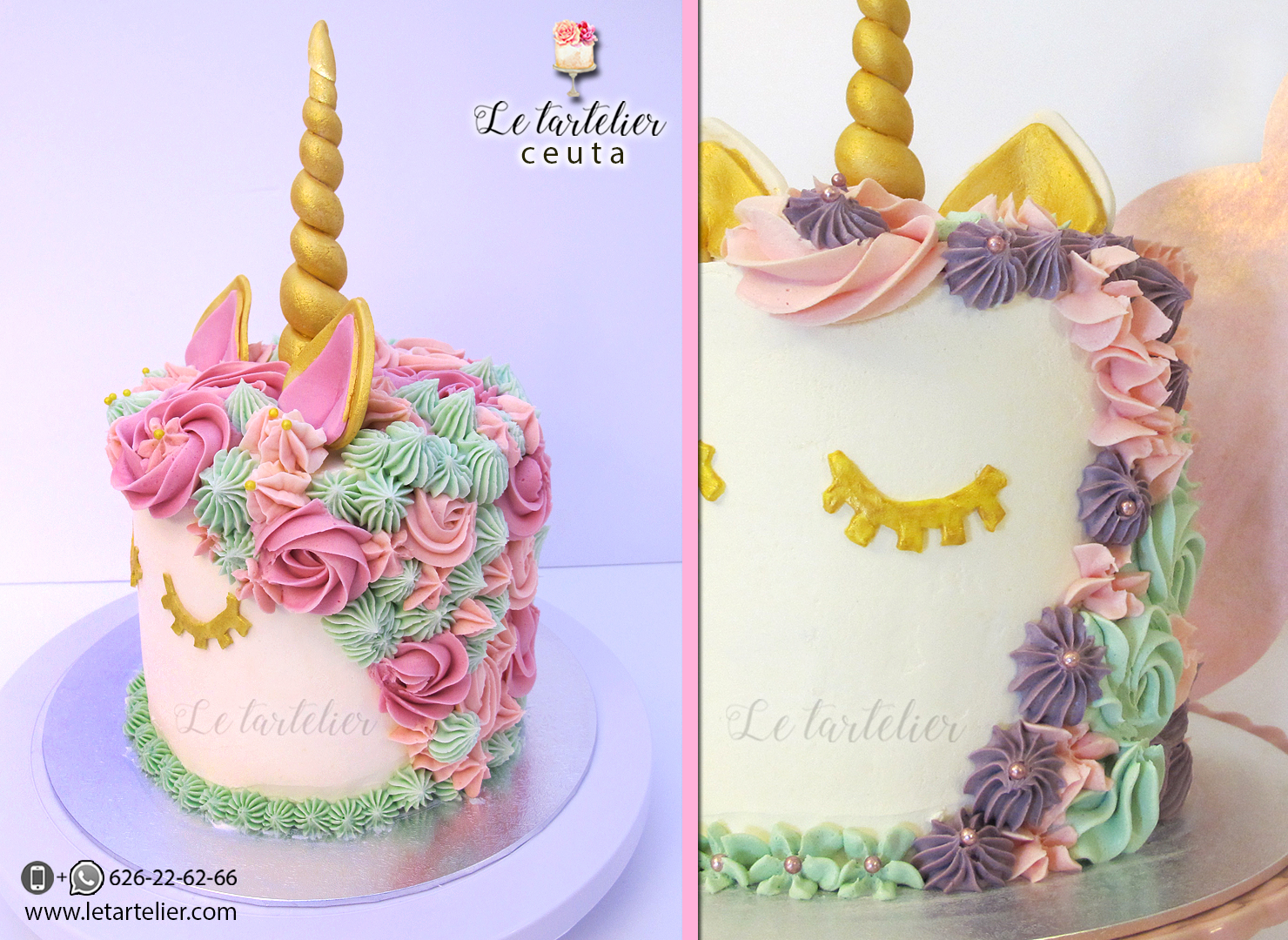 Tarta unicornio con alas. Unicorn cake. Le tartelier Ceuta.