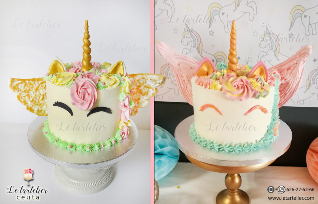 Tarta unicornio con alas. Unicorn cake. Le tartelier Ceuta.
