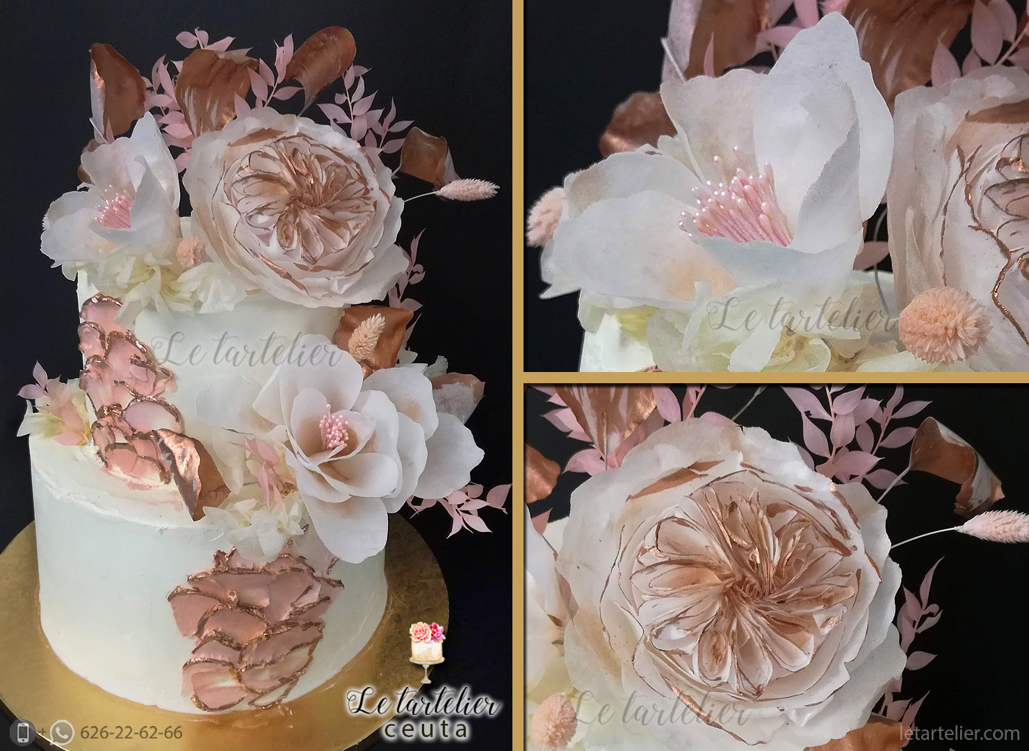 Tartas flores comestibles wafer paper. Le tartelier Ceuta.