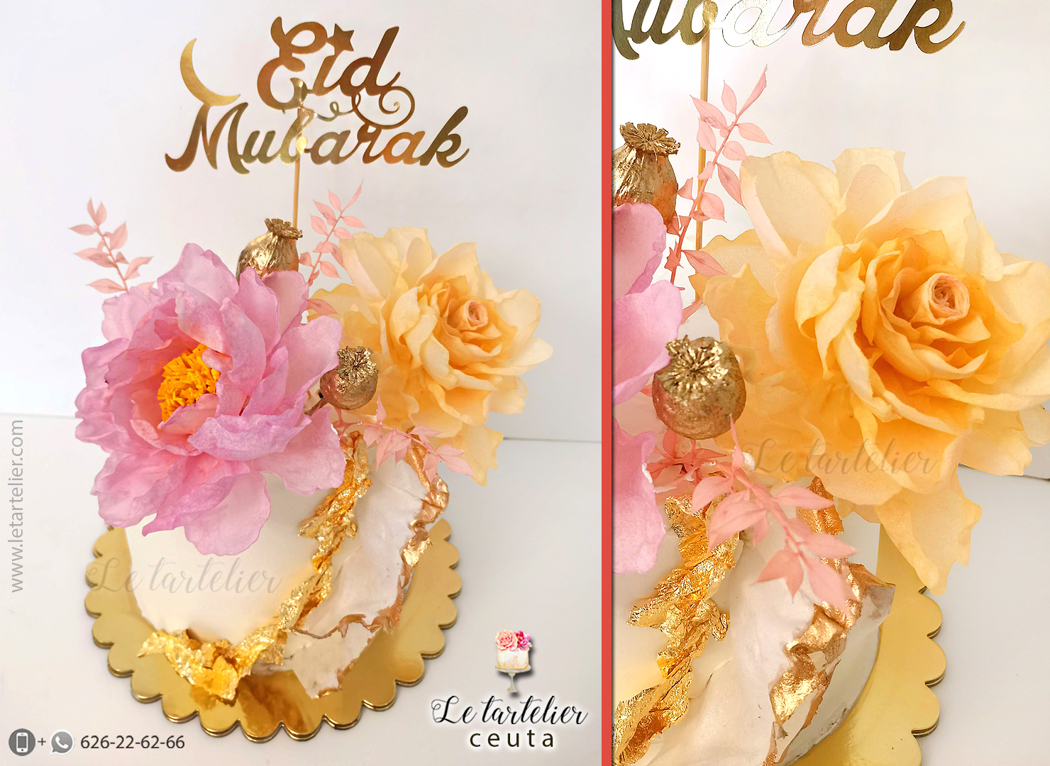 Tartas flores comestibles wafer paper. Le tartelier Ceuta.